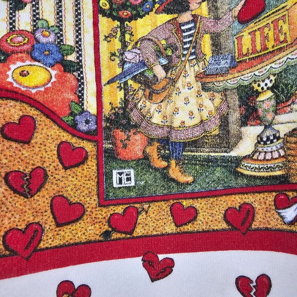 VTG 90s Hanes Sz M Mary Engelbreit Put Your Heart In It Sweatshirt Valentine Luv - Picture 9 of 13